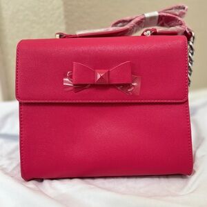 Betsey Johnson Red-Pink Crossbody Bag with Bow